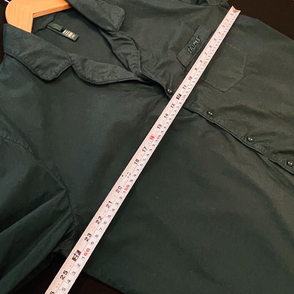 ~ SKIMS Lg Sleep Shirt* Unisex Cotton Pajama Dark Green Button Lounge Nightshirt - Picture 7 of 13